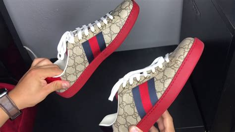 gucci ace outfit red bottoms|gucci red canvas sneakers.